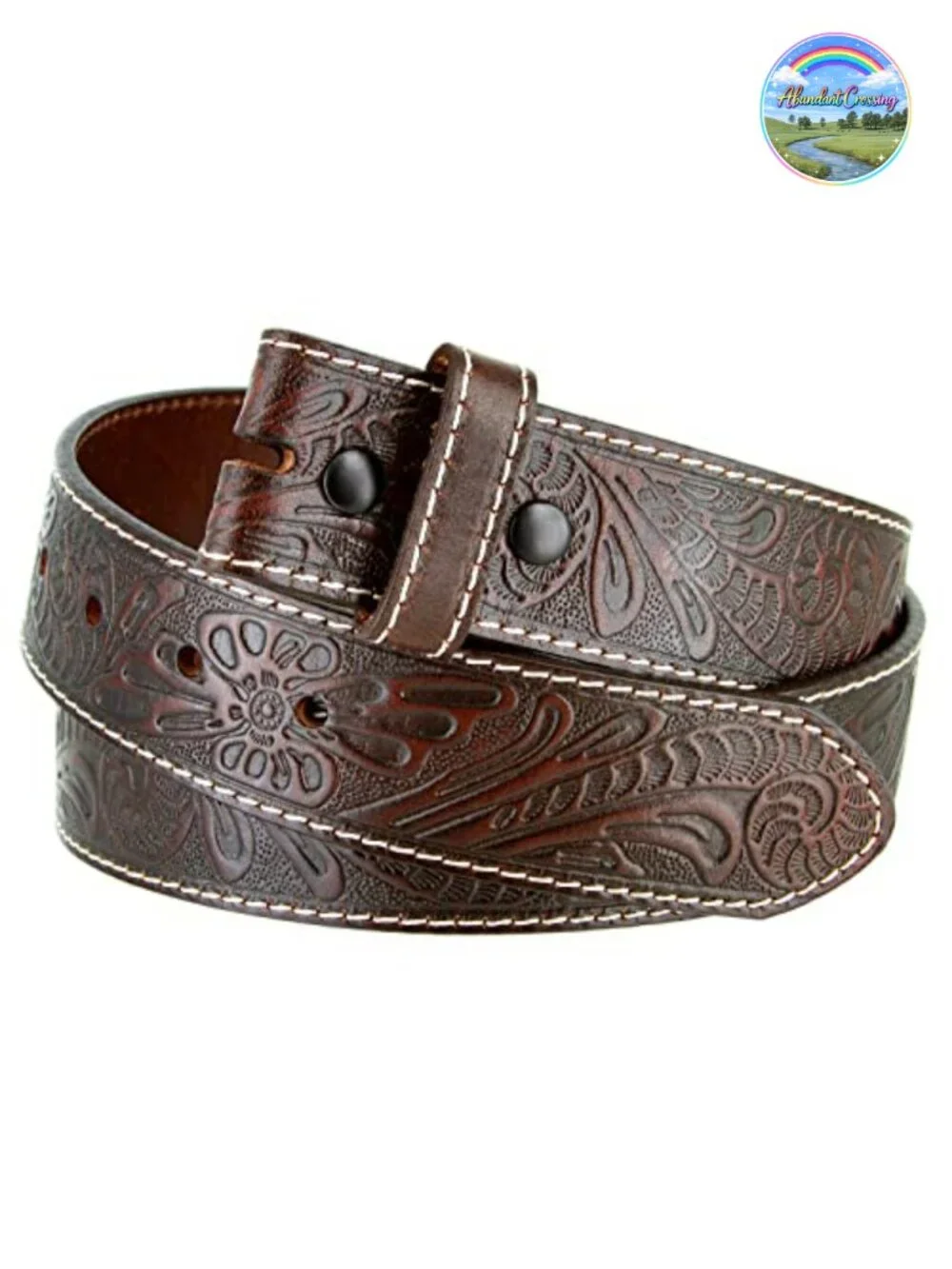 Full Grain Western Tooled Leather Belt Strap 1.5